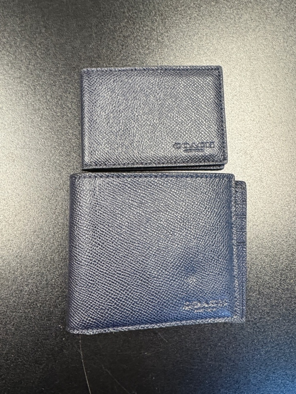 Coach Navy Leather Wallet and Card Holder Set